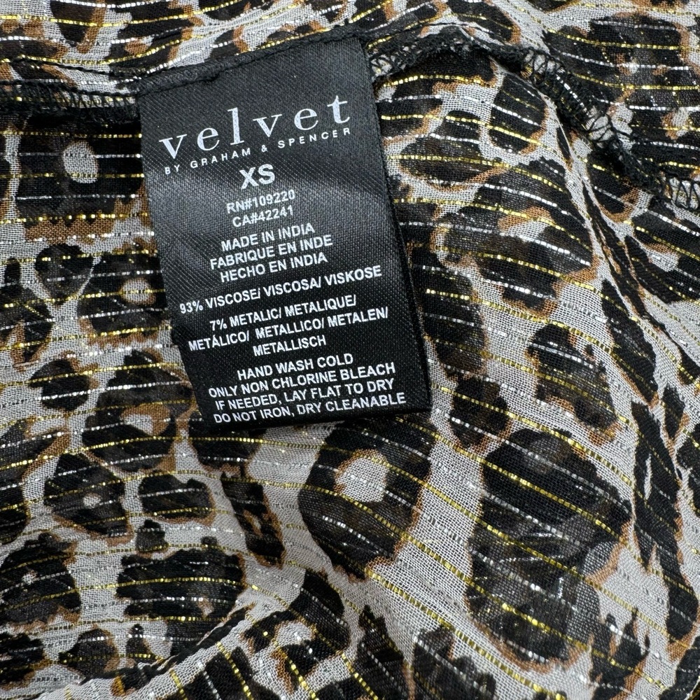 VELVET BY GRAHAM & SPENCER ANTHROPOLOGIE PEYTON LEOPARD BLOUSE TOP NWT XS - Picture 9 of 11